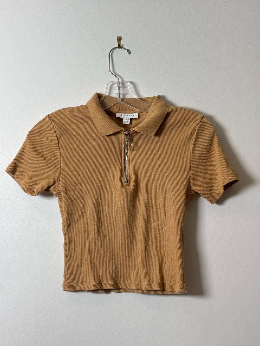 Topshop short-sleeve ribbed polo crop top